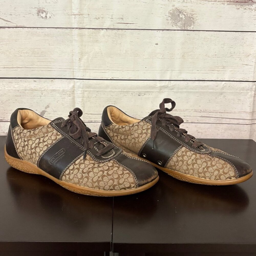 Coach‎ Brown Tan "Slyvie" Tennis Shoes Womens 8 - Picture 2 of 7